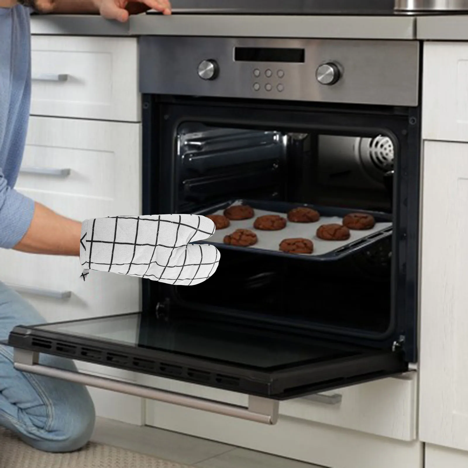 

4 Pcs Insulation Gloves Food Oven Mitts Lattice Grill Cotton Linen Baking for Sleeping Heavy Duty Kitchen High Heat