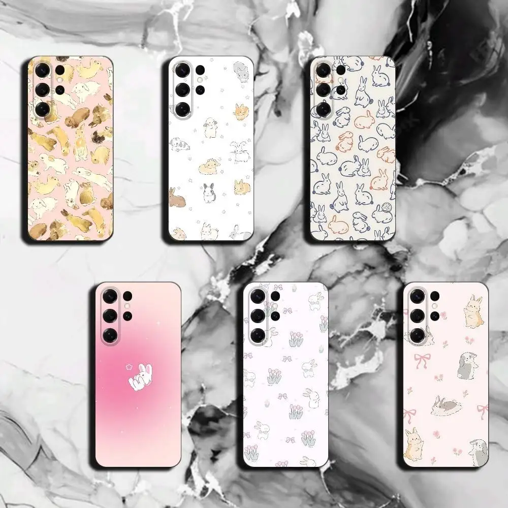 Cute rabbit for Samsung S26 25 24 23 22 21 Ultra Case Liquid Silicone Soft Shell Plus