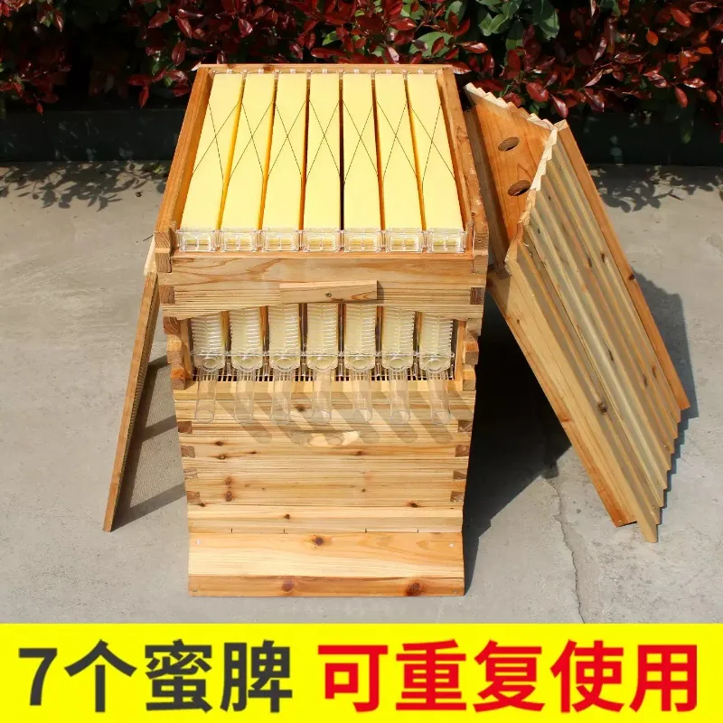 Solid Fir Wood Water Resistant Bee Housing With Self-flow Honey Harvest Structure Complete Beekeeper Working Gear Set