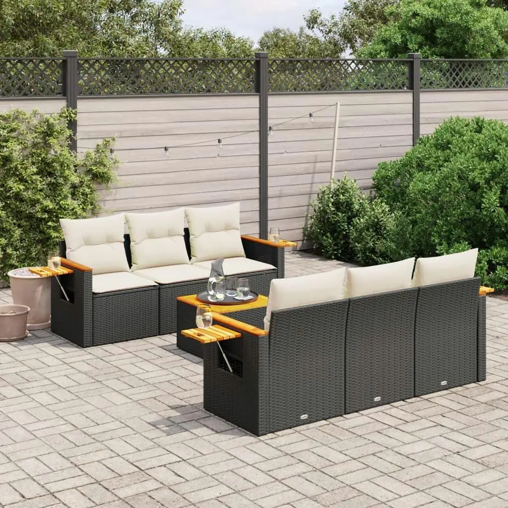 

Black and Cream White Garden Sofa Set Outdoor Furniture Comfortable Seating Modern Design