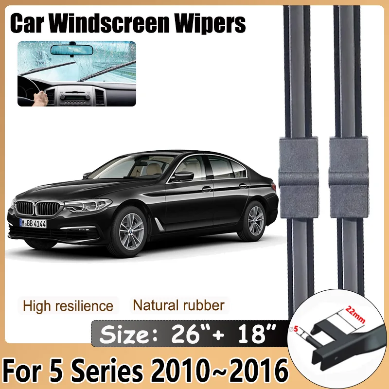 

2X For BMW 5 Series F10 F11 F07 2010~2016 Front Wiper Blade Window Windshield Windscreen Cleaning Brushes Washer Car Accessories