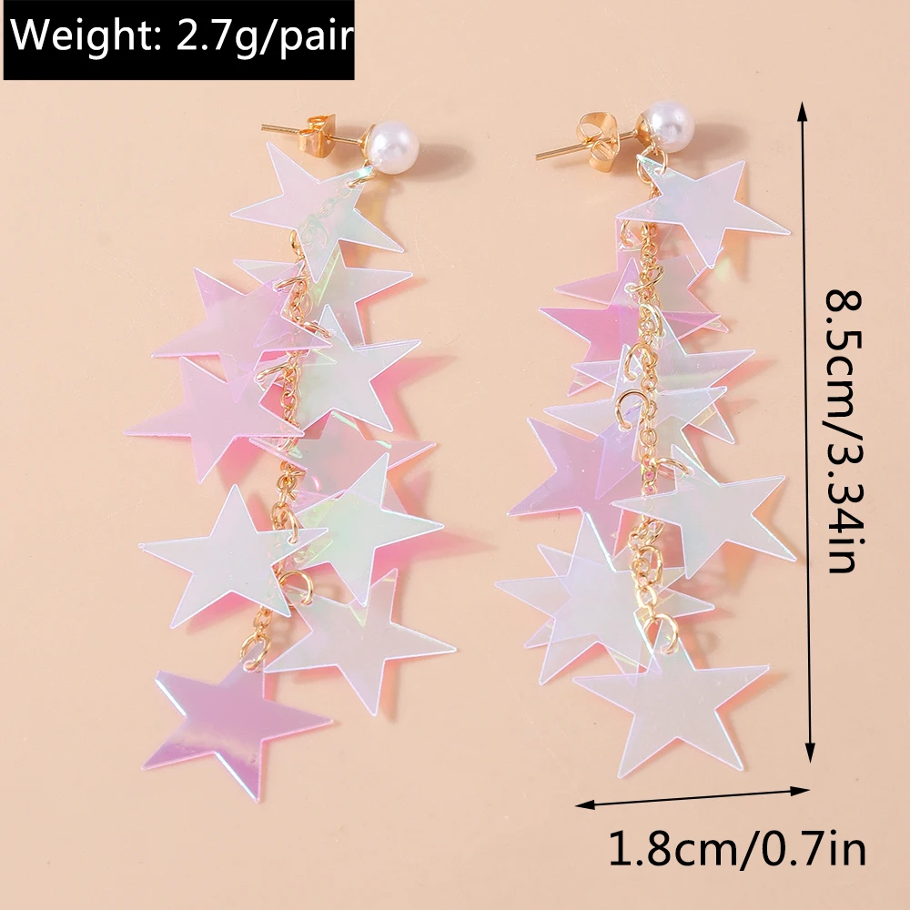 Women's Star Tassel Drop Earrings, Elegant Gift
