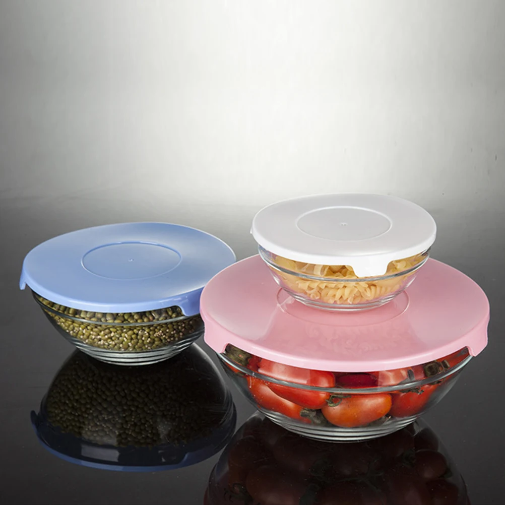 

5Pcs Glass Bowls Set Premium Preservation Bowls with Lids Leak Proof Freezer Refrigerator Safe for Office School Picnic Healthy