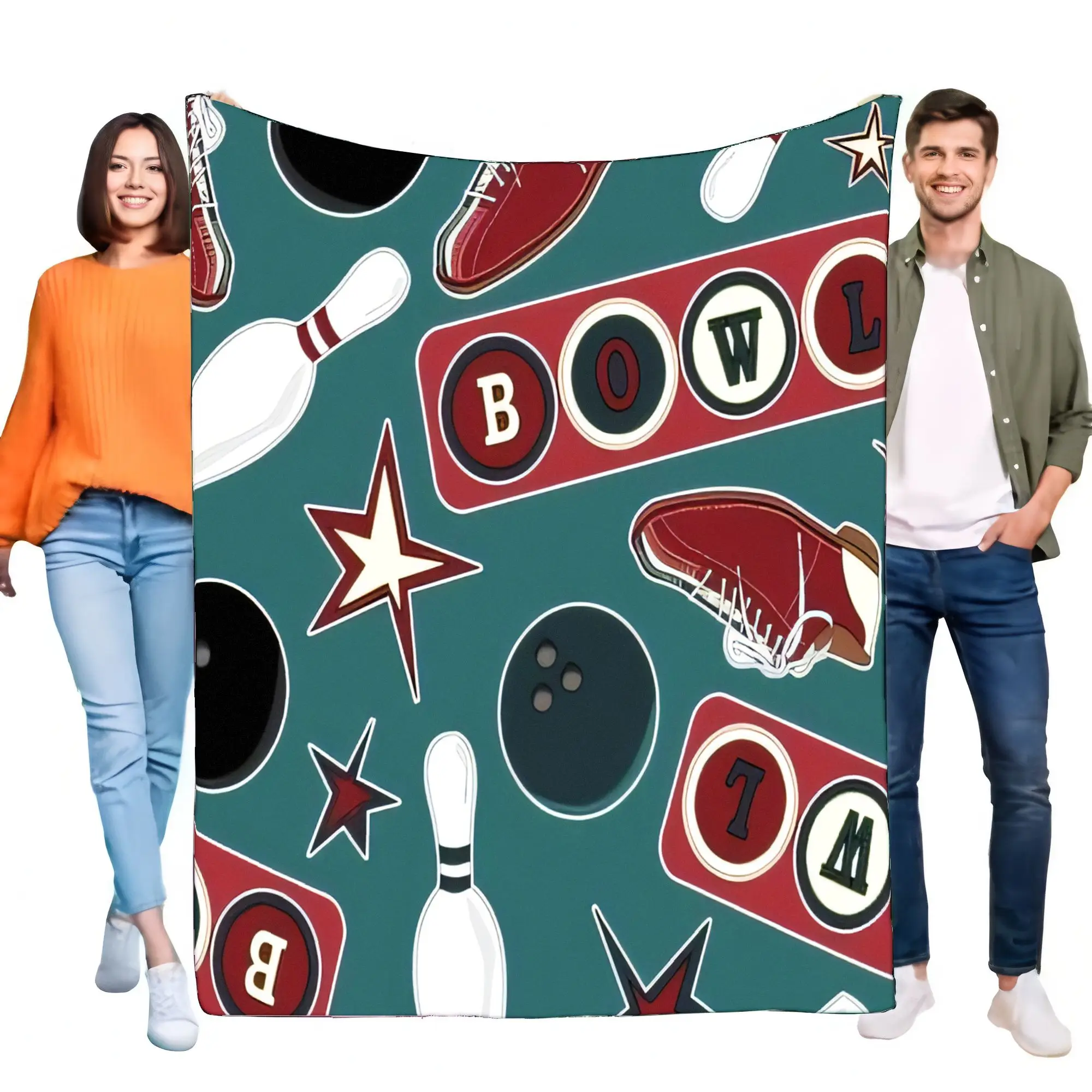 Bowling Game Blanket Soft Throw Cozy Fleece for Kids and Adults Fun Sports Design Lightweight Bed Sofa Decor Ideal Gift for Bowl