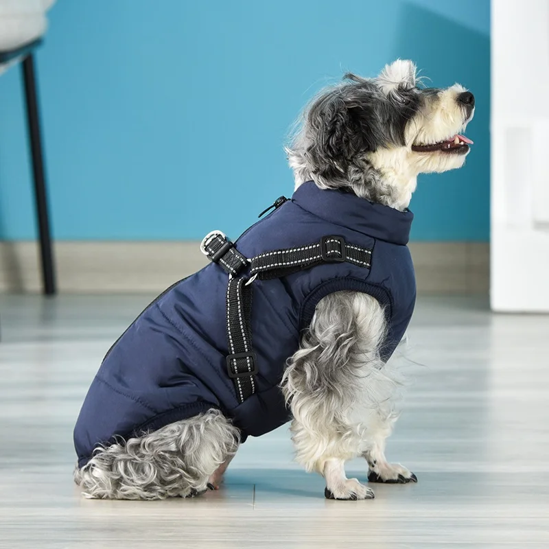 Pet Dog Winter Ski Wear Autumn And Winter New Chest And Back Integrated Cotton Vest Dog Coat To Keep Warm Thick Pet Clothing