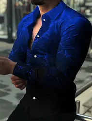 Men's Shirt Graphic Shirt Geometric Gradient Turndown 3D Print Long Sleeve Button-Down casual Clothing Apparel Fashion Designer