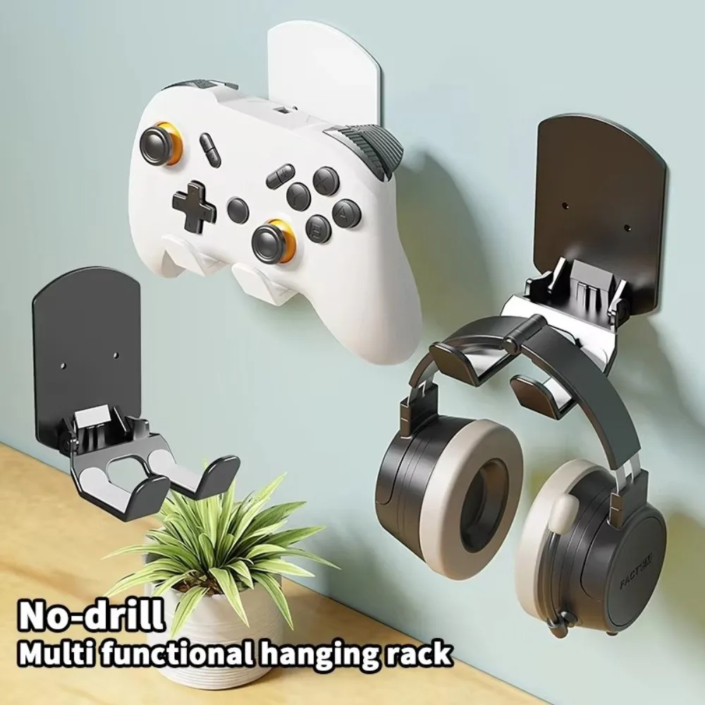 Multifunctional Universal Headphone Stand Foldable No Drill Wall Mount Headphone Hanger Space Saving Adhesive