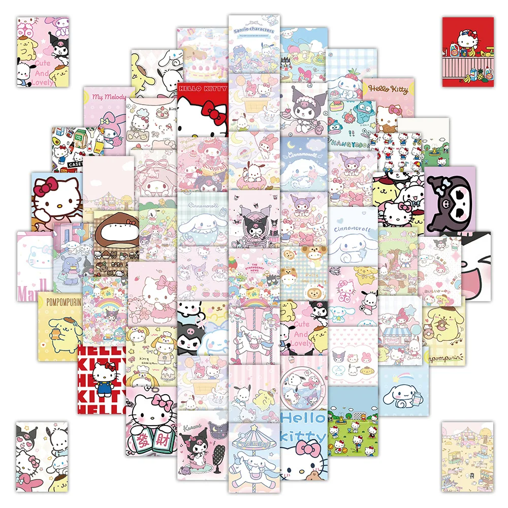 

63pcs Cartoon Sanrio Collection Kitty Cat Melody Kulomitu Stickers For Laptop Guita Diy Skateboard Decorative Stickers Kids Gift