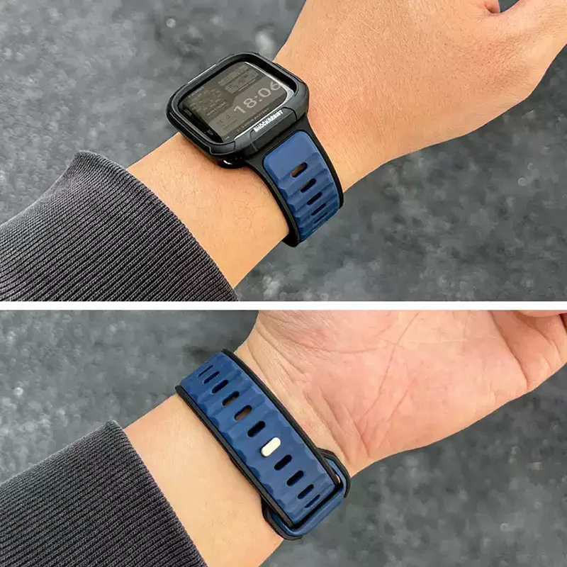 تصميم جديد سيليكون حزام لساعة أبل Ultra2 الفرقة 49 مللي متر سلسلة 10 46 مللي متر كوريا الرياضة سوار iwatch 9 8 7 6 5 SE 42-45 مللي متر 44 مللي متر #4