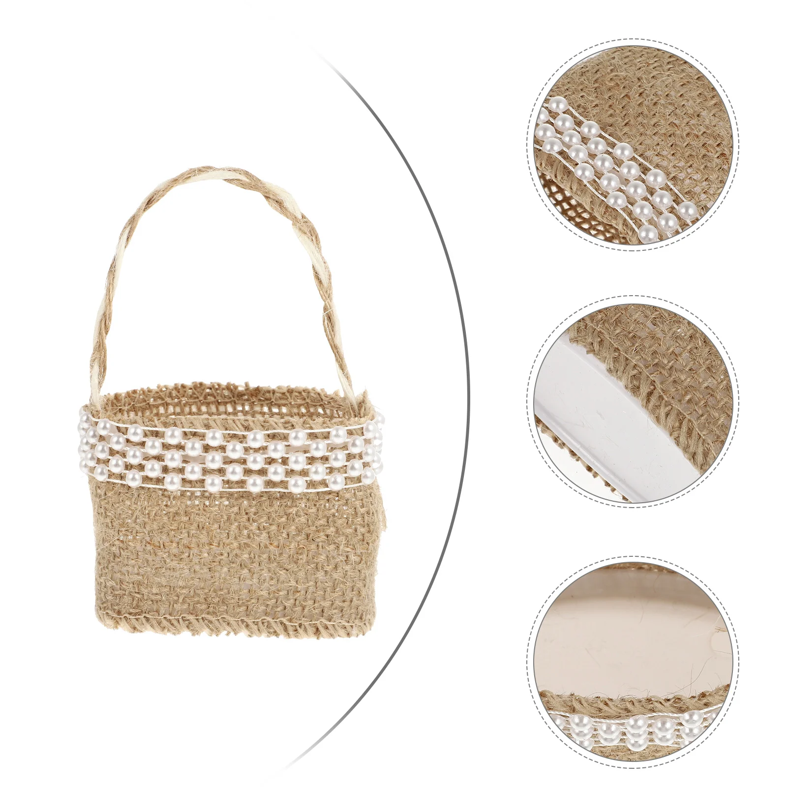 4 Pcs Handbags Candy Linen Banquet Storage Burlap Wedding Pouch Tote Gift Shopping