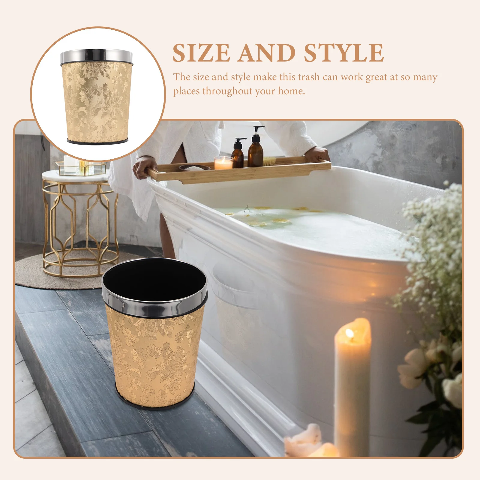 

Can Unique Pattern Household Waste Bin For Living Room Bathroom Office Decorative Storage Bucket