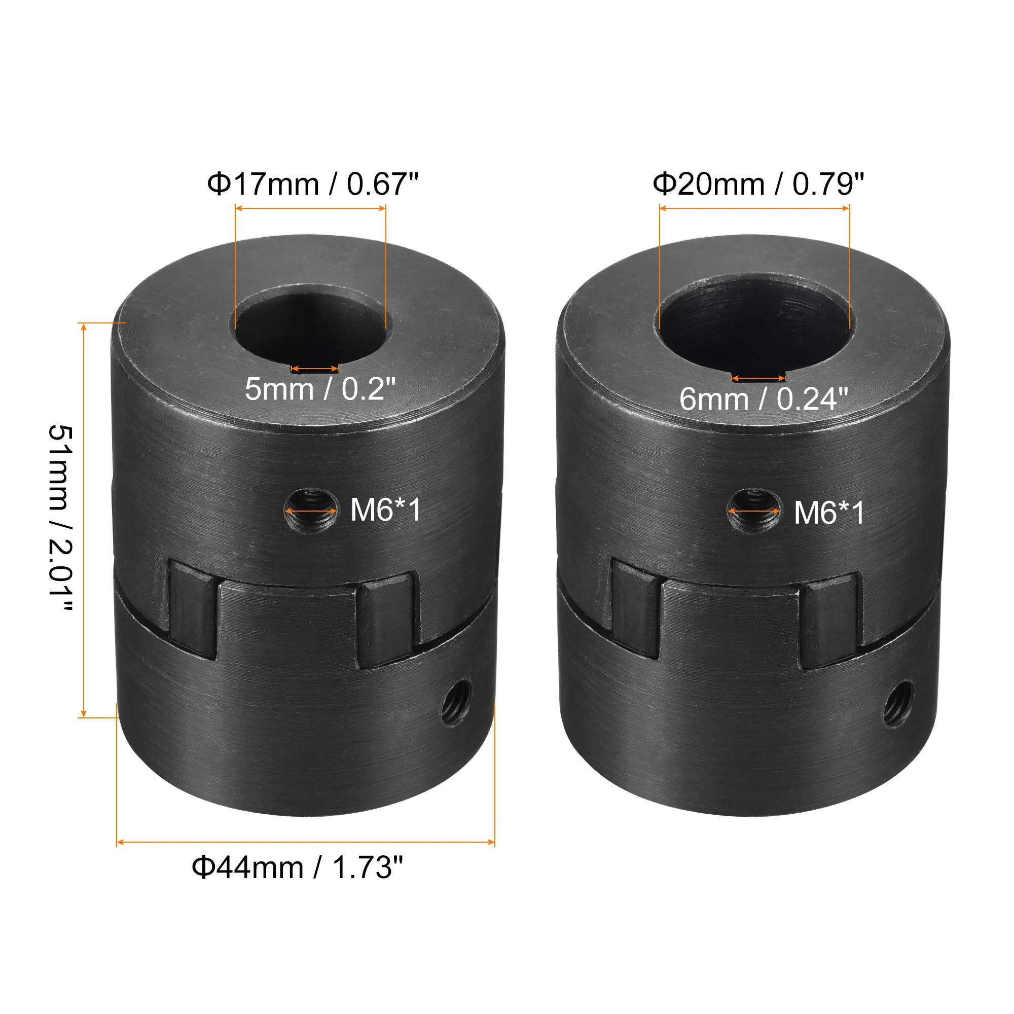 Uxcell Flexible Kupplung Welle 17mm bis 20mm 51mm x 44mm Motor Koppler Joint