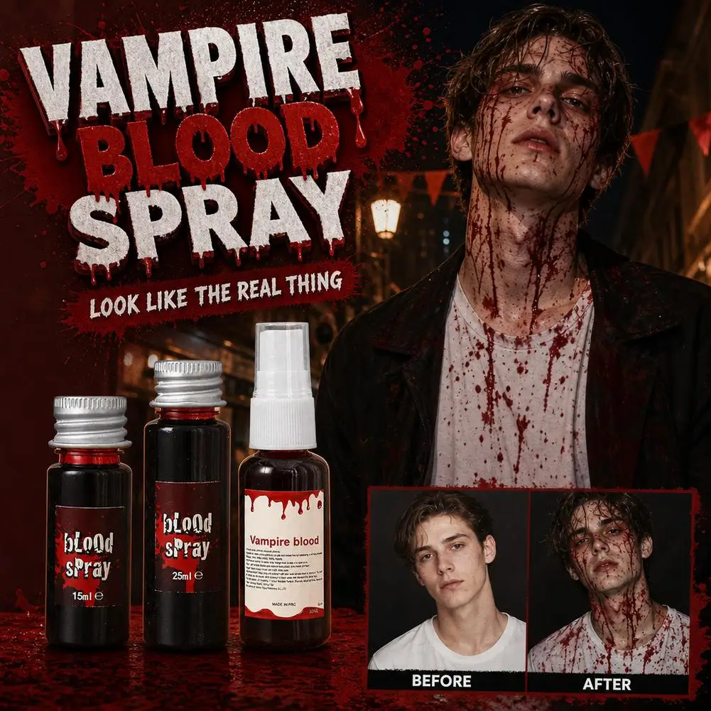 Halloween Kunstplasmaspray, Scherzartikel, Simulations-Make-up, Vampir-Zombie-Trick, Künstliches Plasma, abwaschbares Kunstblut 15/25/30ml – Detail 6