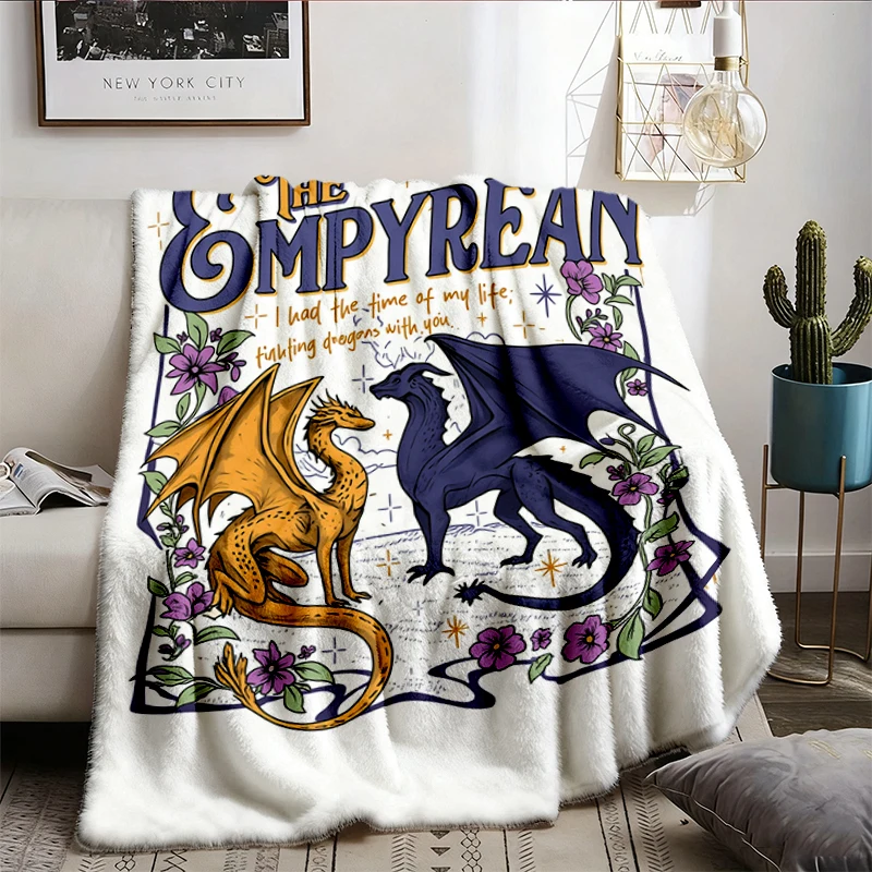 The Empyrean Fourth Wing Flannel Blanket, Dragon Riders Flannel Throw, Tairn and Andarna Romantasy