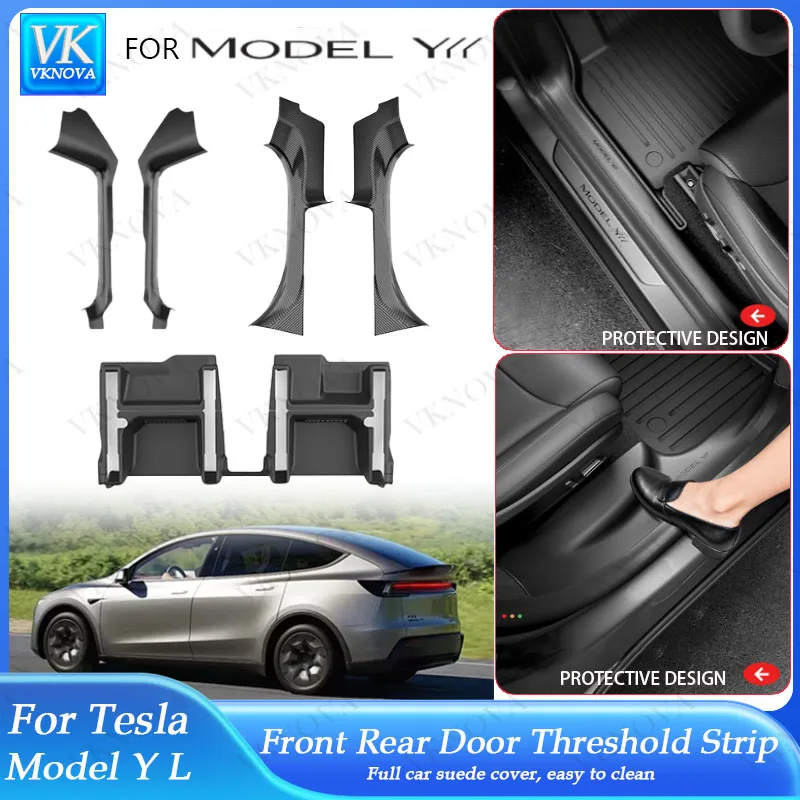 

For New Tesla Model Y L Launc 2026+ Front Rear Door Sill Guard Anti Scratch Dirt Resistant Threshold Strips Interior Accessories