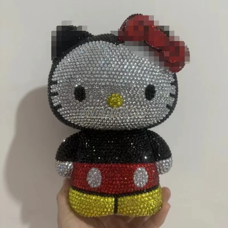 DIY Rhinestone Black Cat Statue Coin Storage Home Bling-bling Shiny Exhibition Mosaic Art Handcraft Cross Stitch Luxury Kid Gift