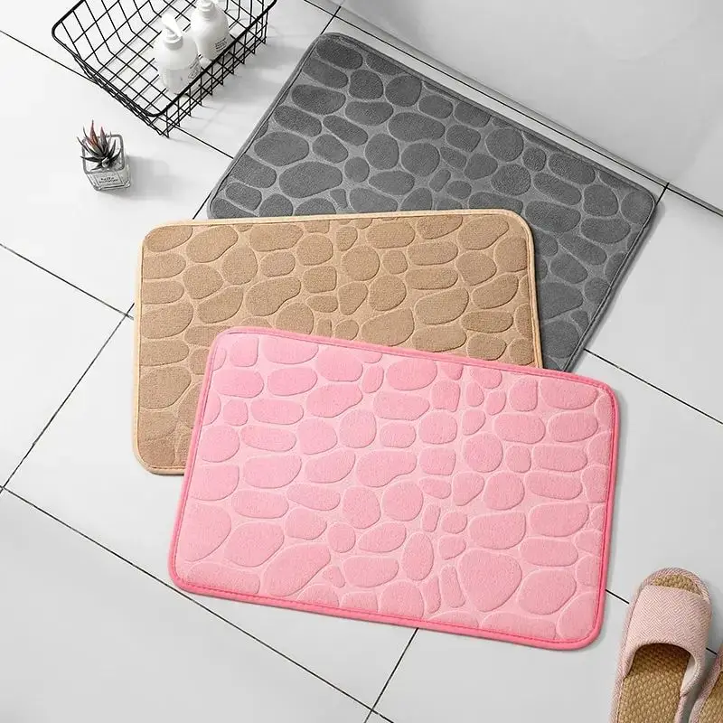 VIKAMA Household Pebbles Embossed Doorway Carpet Door Mat Bathroom Simple Water-absorbent Foot Mat Bathroom Non-slip Floor Mats