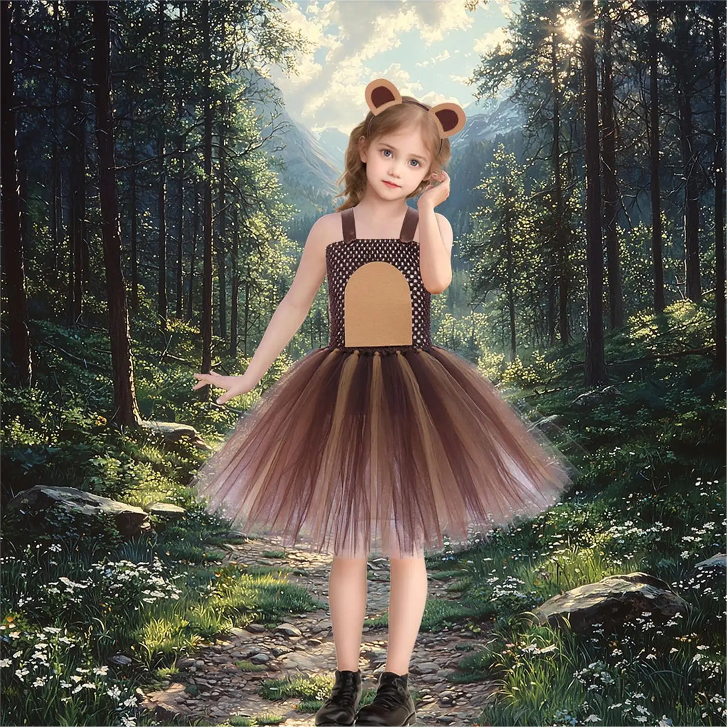 Cartoon Dierenkostuum Dr Bruine Beer Prestatie Outfit Halloween Kinder Stage Performance Kleding PU Materiaal