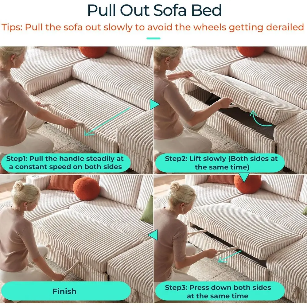 أريكة بمقعدين قابلة للتحويل 2 في 1 مع كرسي قابل للسحب وحاملات USB وأكواب، سروال قصير من القطيفة، بيج للمساحات الصغيرة