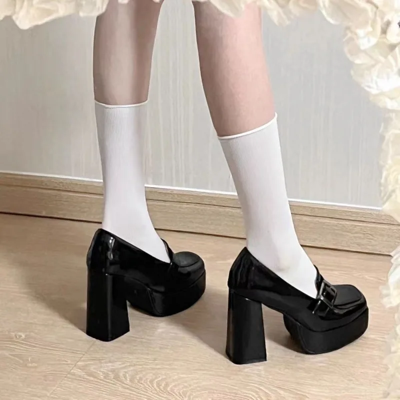 Women's High Heels Single Shoes Mary Jane Shoes Fashion High-heeled Small Leather Shoe Women's Lolita Shoes High-heeled Loafers