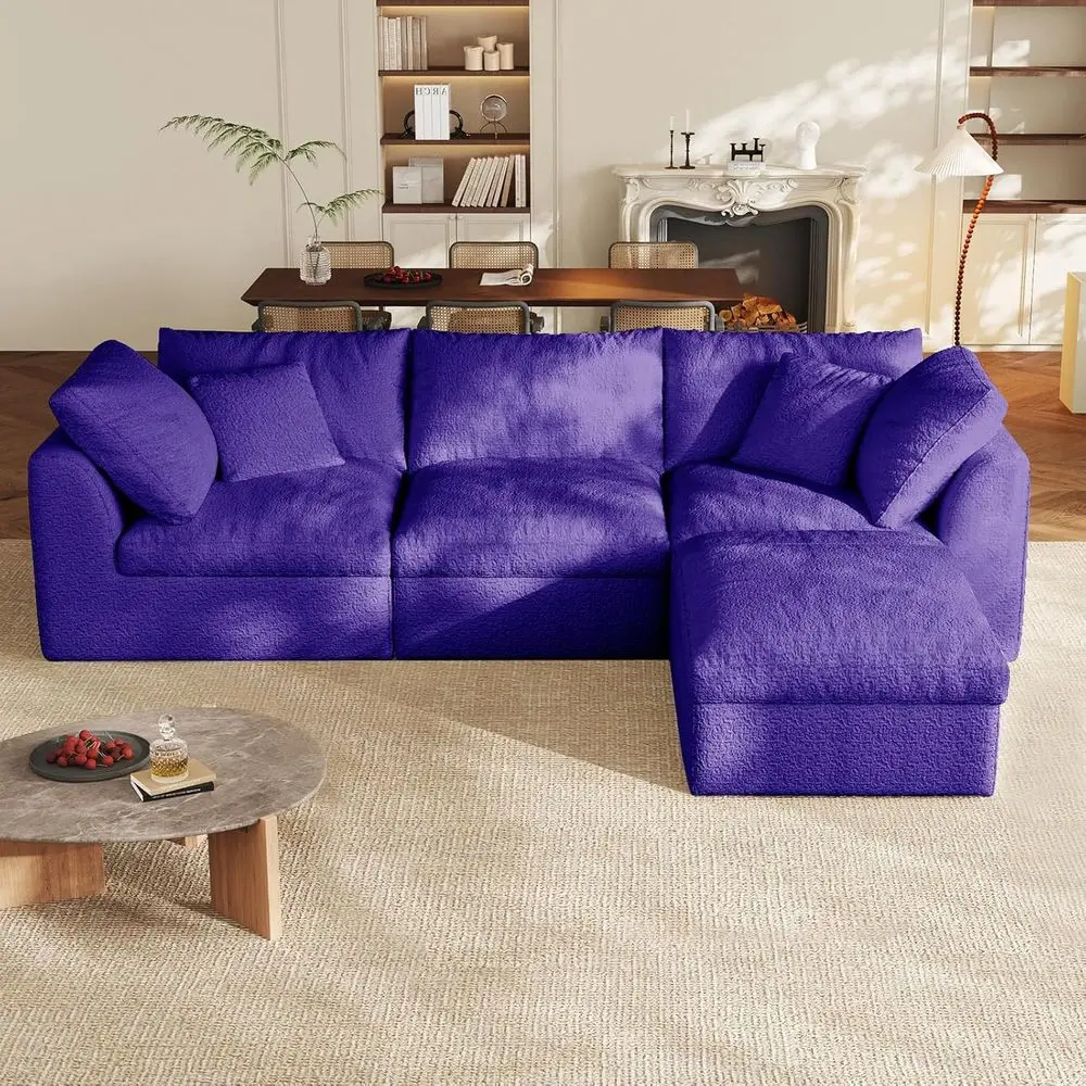 

108 L-Shape Sectional Sofa for Living Room, Configurable, Deep Seating, Non-Slip, No Assembly Needed, 3 Seater + Ottoman