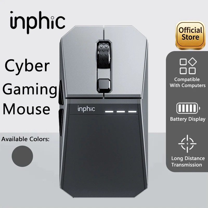 INPHIC YuanChuang-Cyber Three Mode Gaming Mouse 12800DPI RGB Light Effect Bluetooth Wireless Mouse