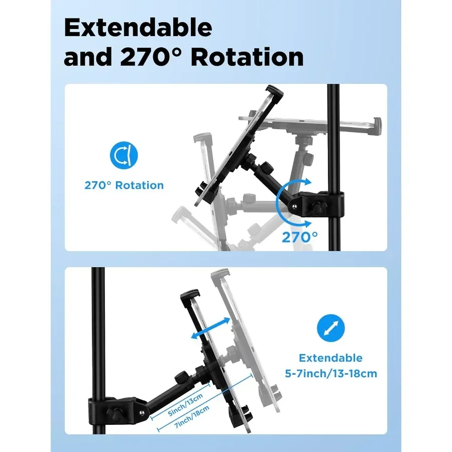 Suporte de montagem para tablet atualizado, suporte para microfone ajustável, suporte para música, ipad, iphone, compatível com kindle android a