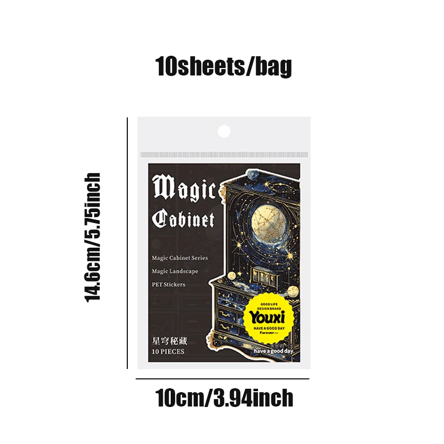 30pcs Magic Cabinet Series Magic Scenic PET Stickers Handbook Material Sticker Pack DIY Calendar Greeting Card Scrapbook Photo