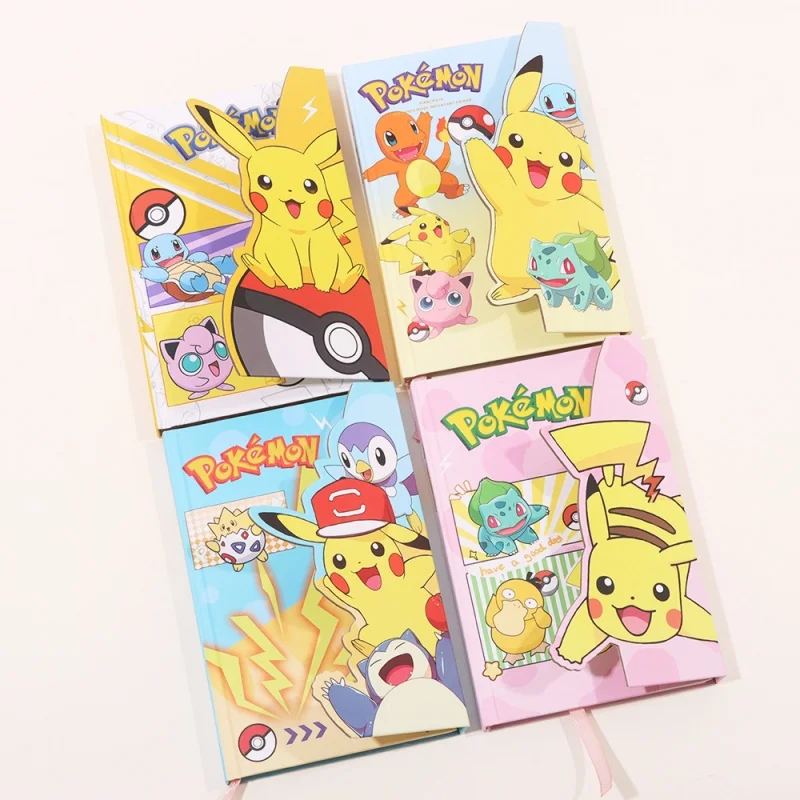 クリエイティブなポケモンメモ帳、ノートブック文房具、ラベルプランナー、ステッカーポスト、カワイイメモ帳、学用品、1セットあたり4個