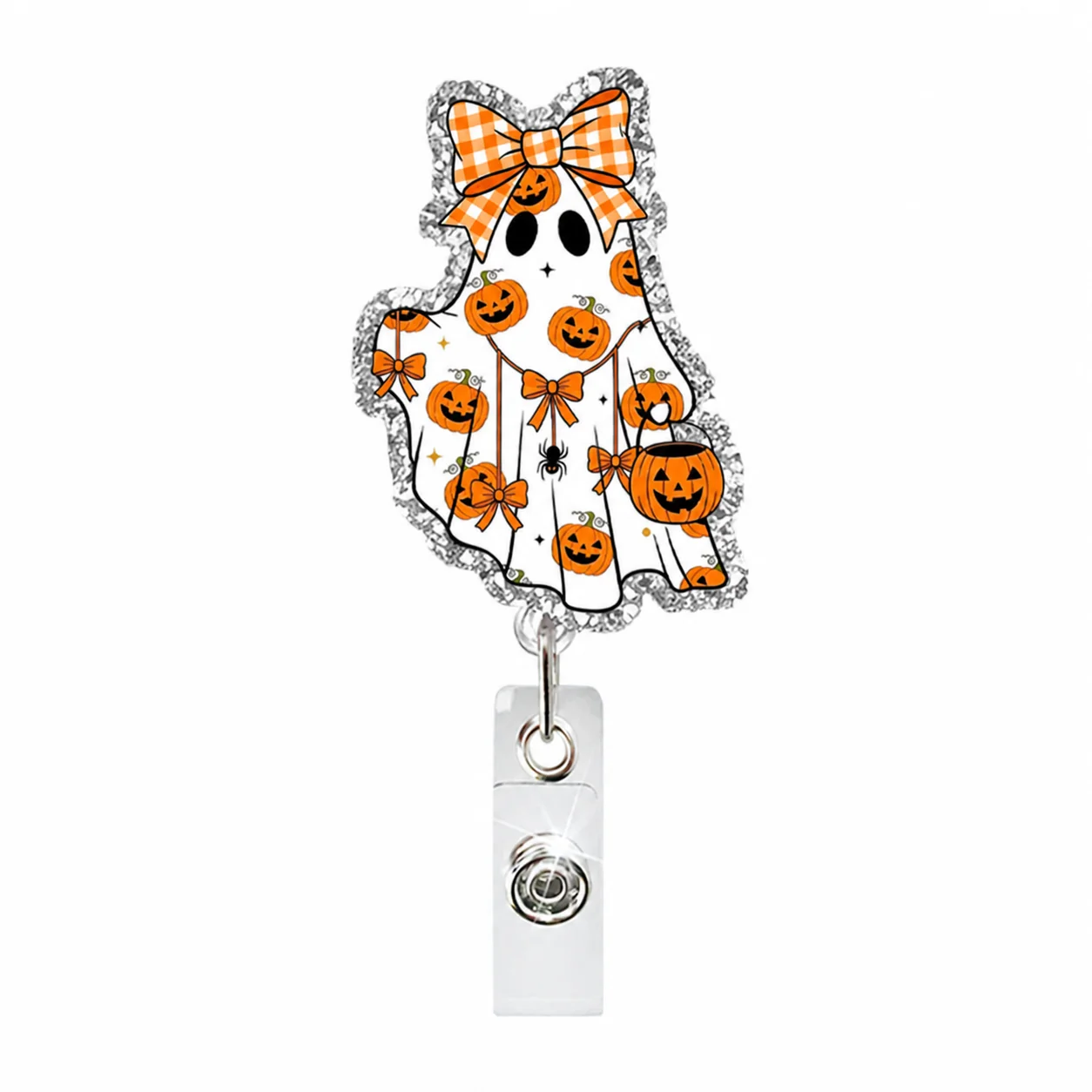 Ghost Badge Reel Rotatable Halloween Id Holder  Staff Badge Reel Halloween Acrylic Badge Holder For Halloween Themed