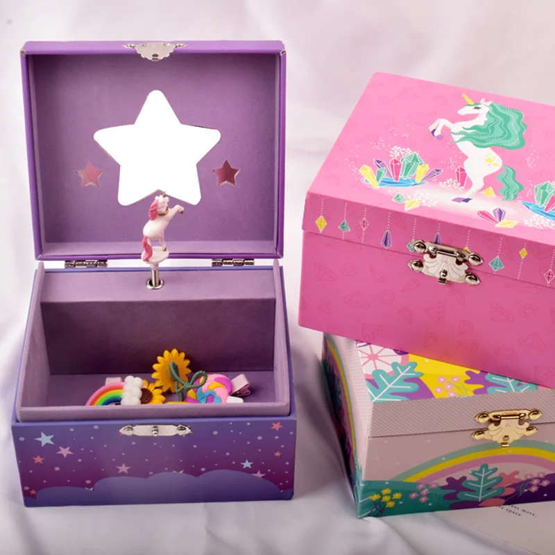 صندوق تخزين مجوهرات موسيقى يونيكورن ، فوز ، زورق ورقي ، لطيف ، فتاة صغيرة ، أميرة ، هدية عيد ميلاد #4