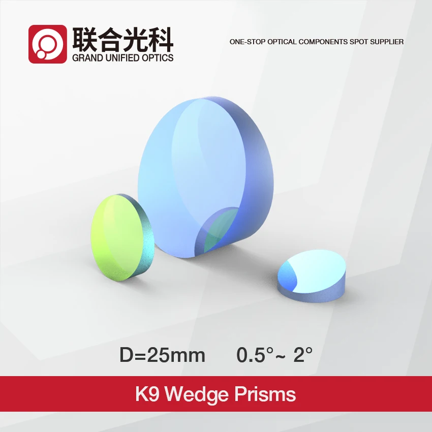 Diameter 25mm K9 Optical Glass 0.5 to 2 Degree Round Wedge Prisms