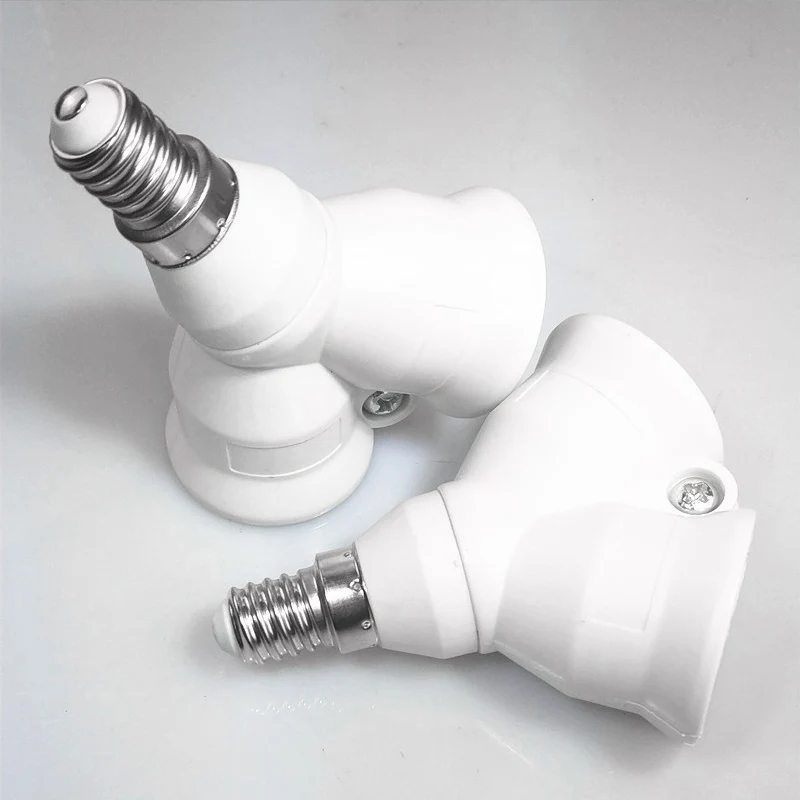 White Lighting Accessories Attachment Adjustable Socket Lamp holder Rotatable PBT E14 Light Bulb Splitter 2in1