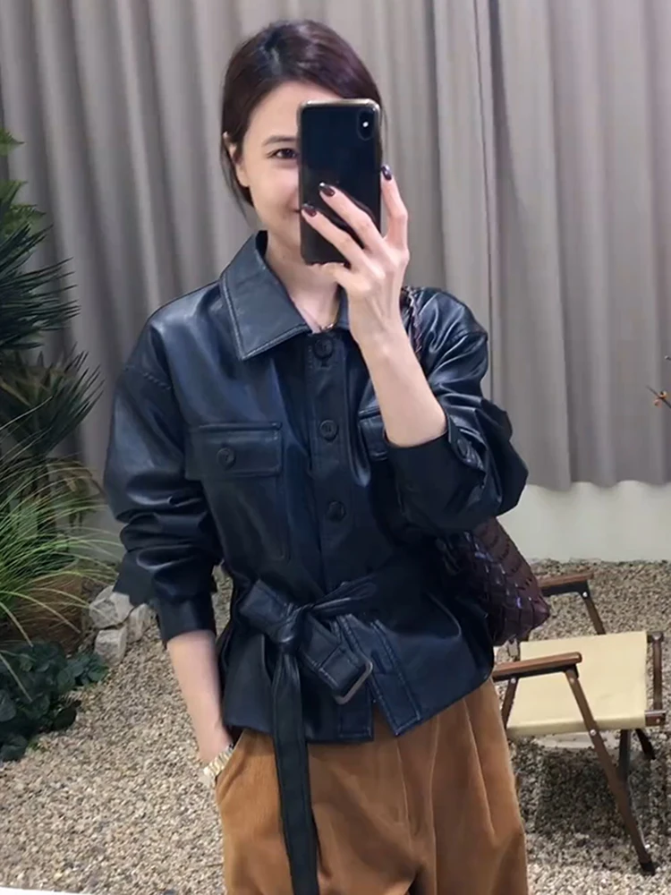 韓国製 スレオルレザー ジャエット レディース 春2026 冬新作 小さいサイズ スリムフィット イルト スタンドエディション ロングスベ