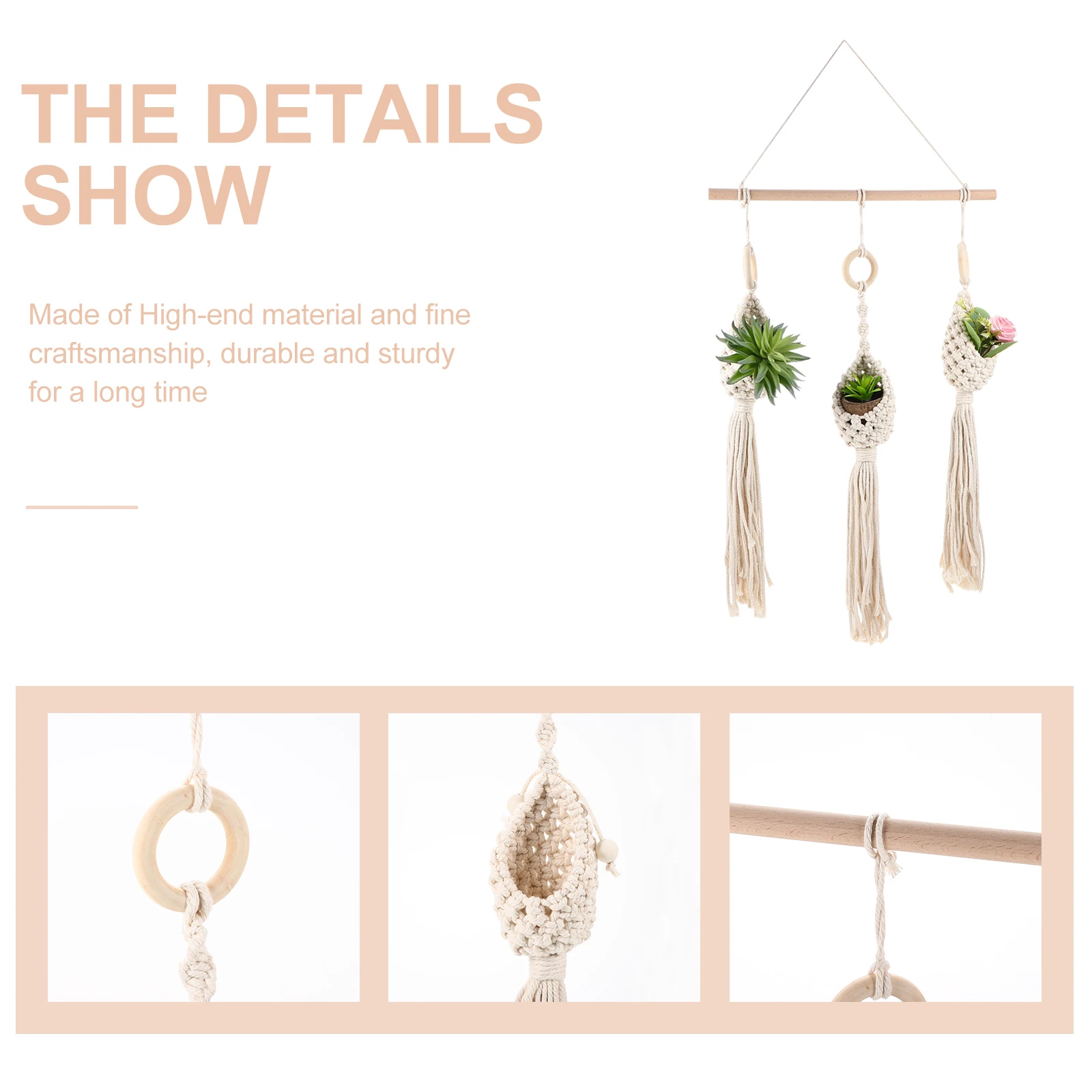 

Hanging Flower Basket Net Bag Wall Decor Simple Plant Hanger Home Scene Decor Durable Practical Design Plant Hanger