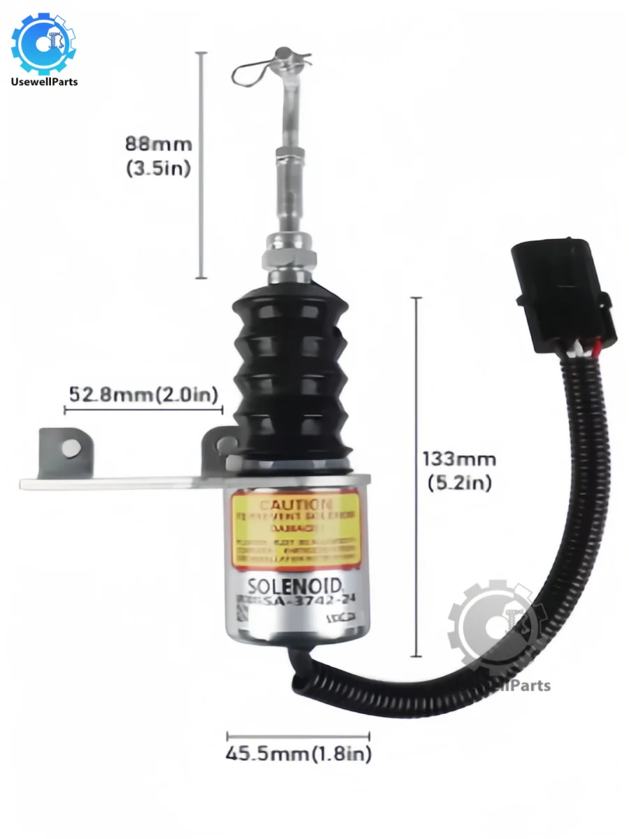 UsewellParts 3932017 SA-3742-12 Fuel Shut Off Solenoid Coil 12VDC Used For Deutz Bosch RSV Solenoid