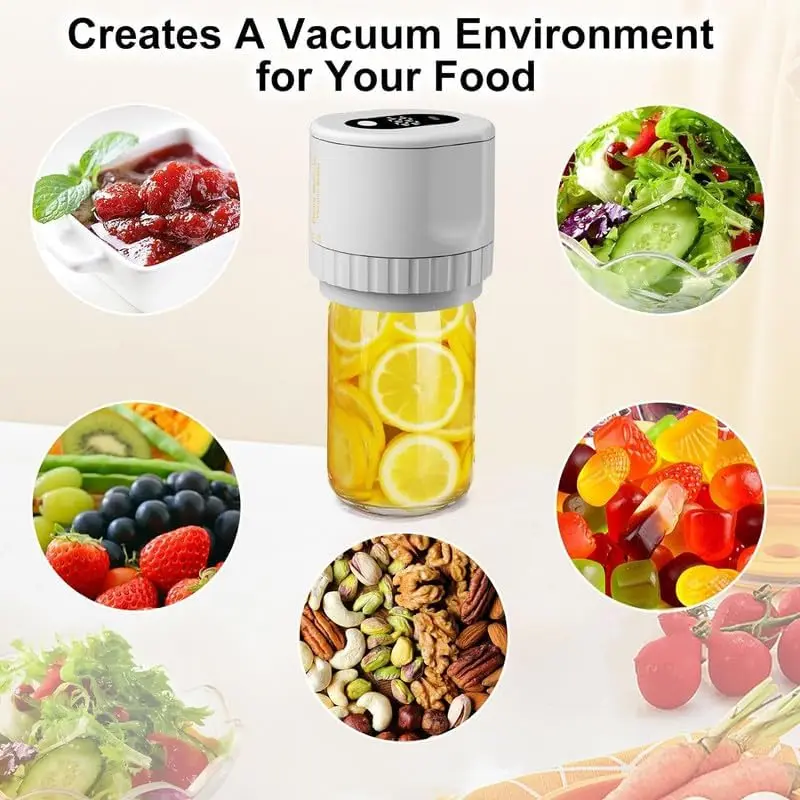무선 휴대용 진공기 키트, 식품 저장 및 발효용 진공기, 전기 메이슨 항아리 진공기