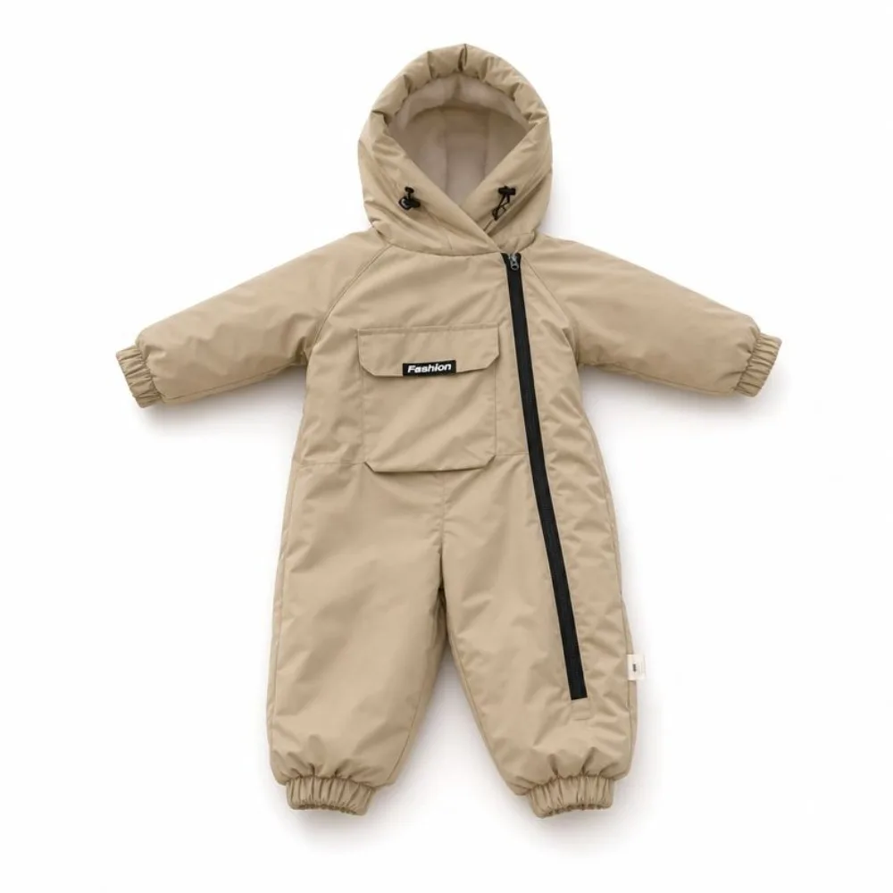 Cozy Thick Fleece Lined Kids Snow Suit Windproof Warm Winter Jumpsuit Comfortable Fit Waterproof Baby Romper Winter Outdoor