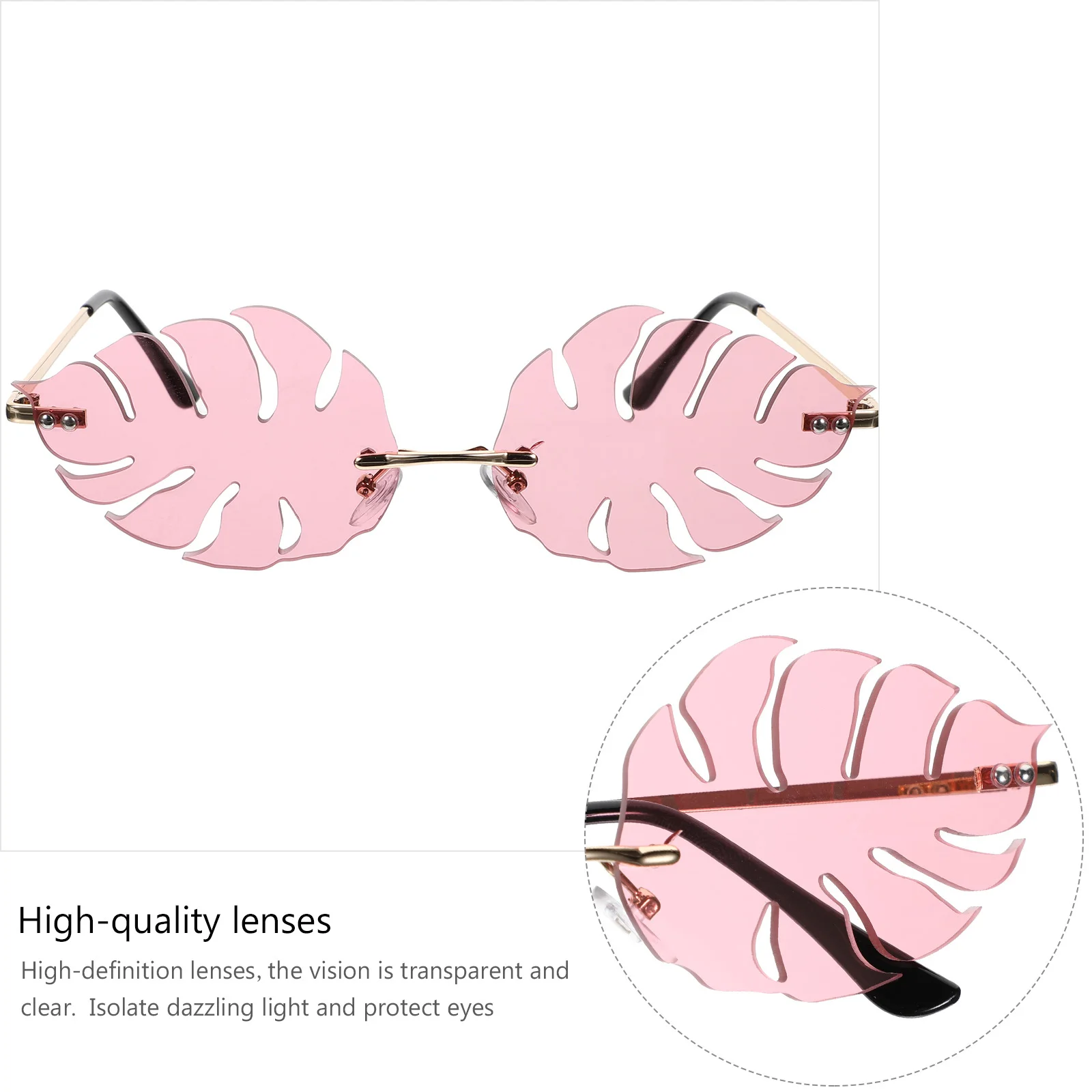 1 قطعة نظارات شمسية بدون إطار على شكل ورقة شجر وردي مضحك للحفلات صور دعامة نظارات عصرية لديكور الحفلات الإبداعية وكشك الصور