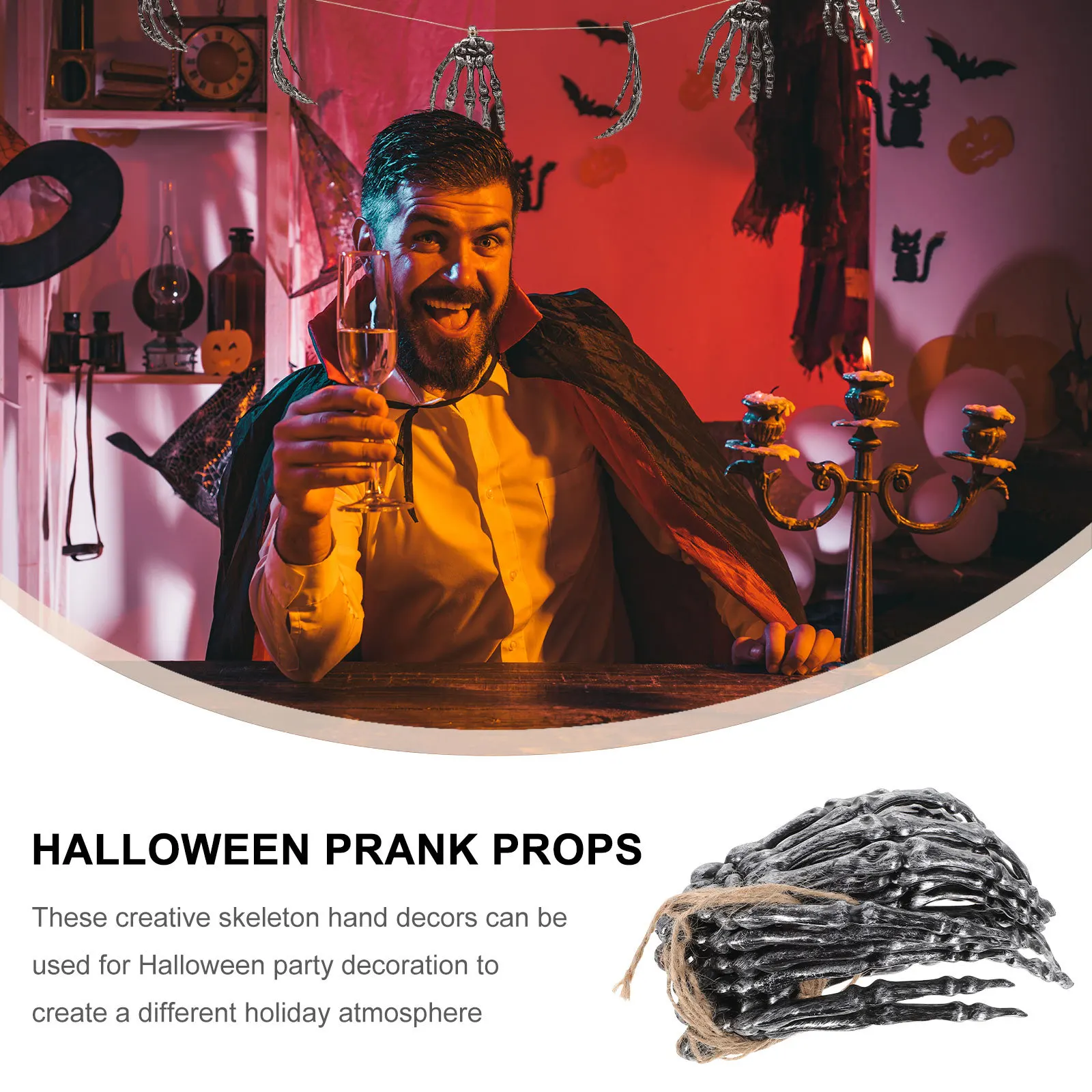 

6Pcs Hands Halloween Decor Fake Hand Bones Lightweight Plastic Haunted House Party Props Halloween Photo Prank