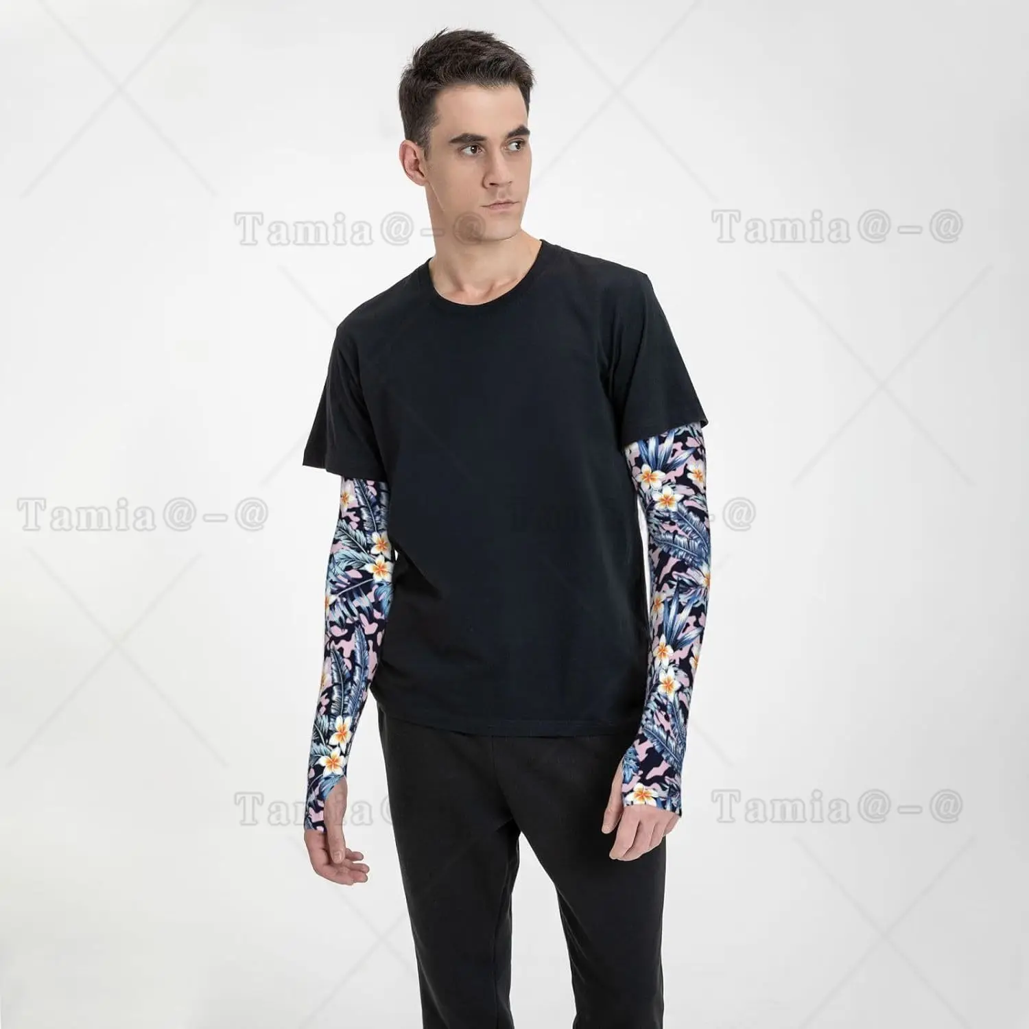Kühlende Ärmel mit hawaiianischen Blumen und Blumenmuster für Damen und Herren, modische Sonnenschutz-Armmanschetten mit Daumenloch