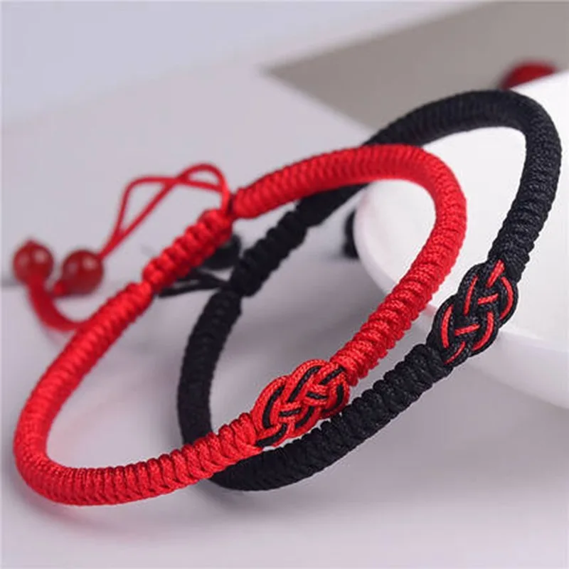 Red Black Woven Bracelet China Vajra Knot Wristbands Fashion Adjustable Couple Bangles for Men Women Lucky Jewelry Gift