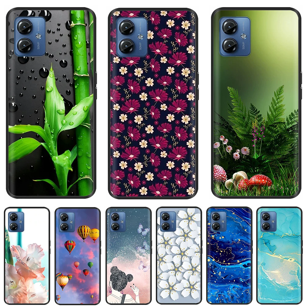 For Motorola Moto G14 Case Black Soft Silicone Protect Cover For Moto G14 G 14 TPU Phone Coque motoG14 Cases Bumper Cute Fundas