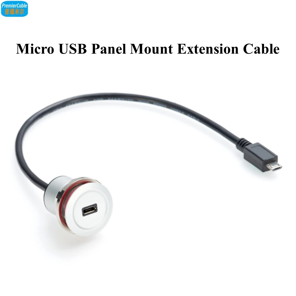 22mm panel mount usb cable Metal Micro USB Male to Female Cable Micro B Round Panel Mount Extension Cable Micro USB Socket