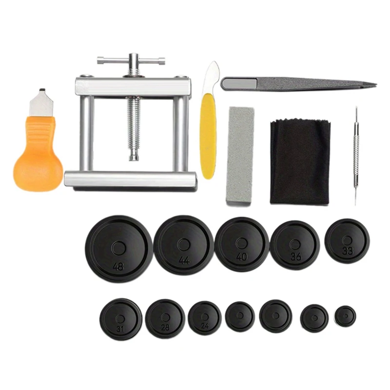 

12Pcs Watch Metal Capping Machine Set Back Case Cover Press Screw Close Watchmakers Hand Repair Tools Kit