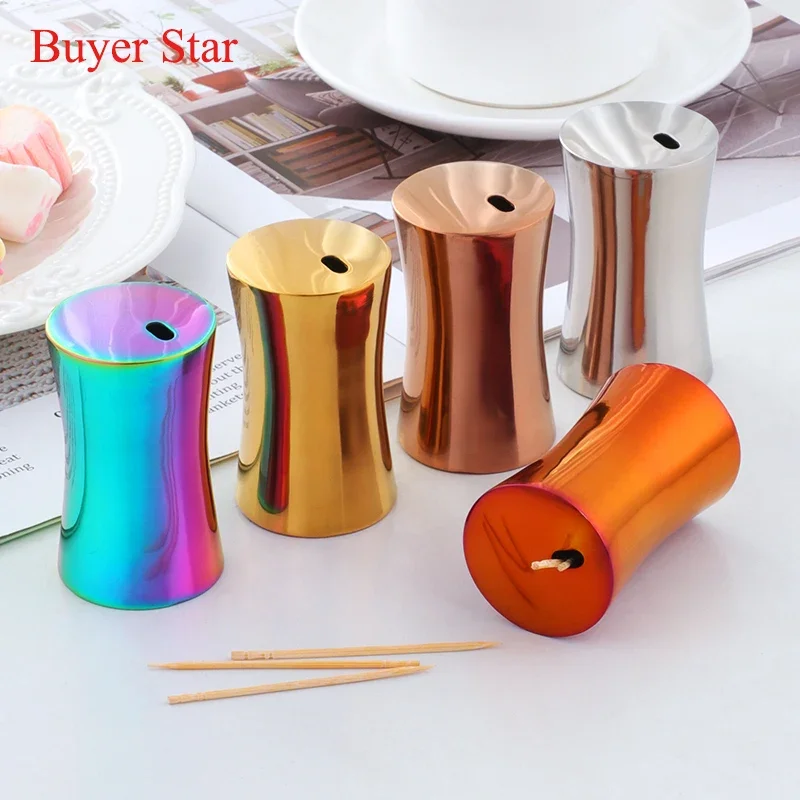 

1Pcs Stainless Steel Toothpick Box European Style Sleek High-End Mini Toothpick Holder Kitchen Accessories Home Desktop