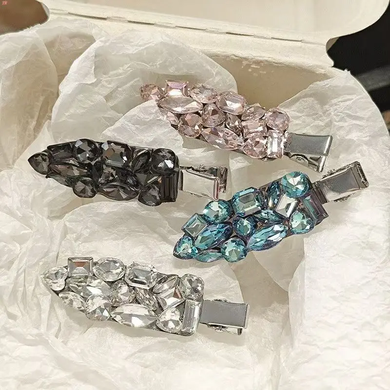 Super Shiny Seamless Clip~ Korean Style Full Rhinestone Bangs Clip for Girls, Exquisite Forehead Hair Clip, Hairpin, Accessory