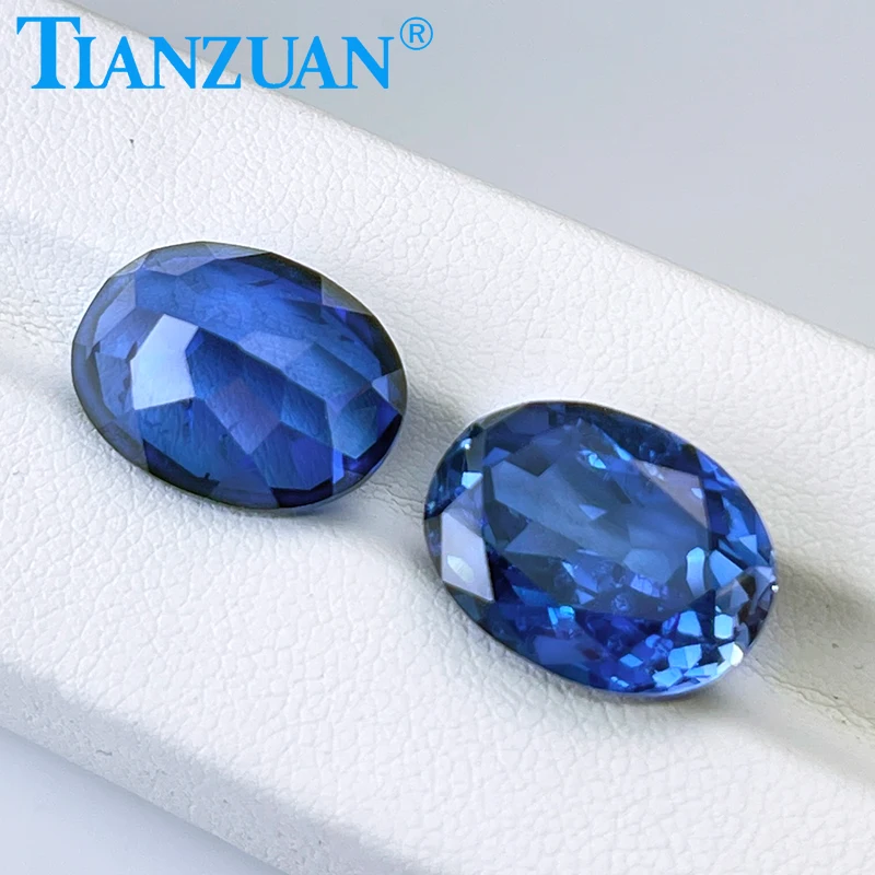 Lab Grown Sapphire Cornflower Blue Sapphire Oval Shape Natural cut Synthetic Stone with inculsion loose stone for jewelry making