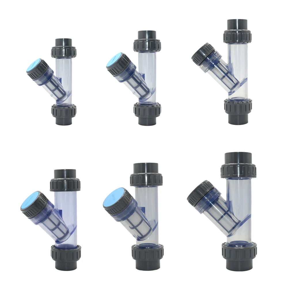 20/25/32/40/50/63mm Socket Type Water Filter Transparent Garden Irrigation Filter 1mm DN15/20/25/32/40/50 Fittings