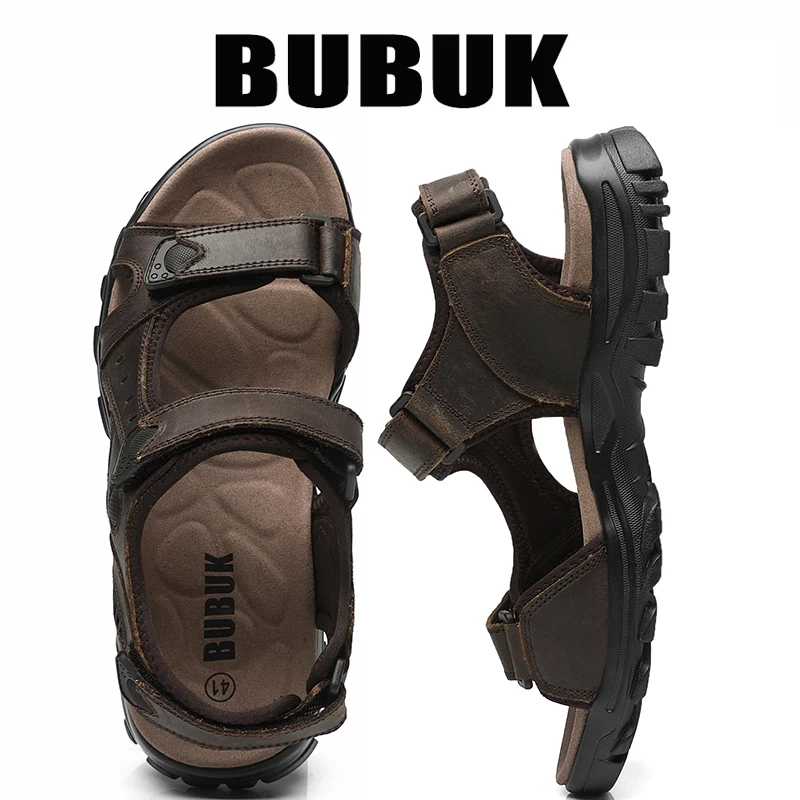 Bubuk Men's First-Layer Cowhide Sports Sandals, Ultra-Fiber Insole, Lightweight, Outdoor Hiking, Mountaineering, Beach Casual Men's Shoes
